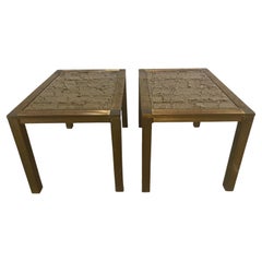 Vintage 1970s Brass Side Tables - a Pair