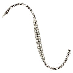 Vintage 1970's Brillantschliff Diamanten 14 Kt Weißgold Flexible Link-Armband