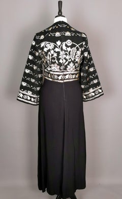 Vintage 1970s brocade maxi dress, Bell sleeve
