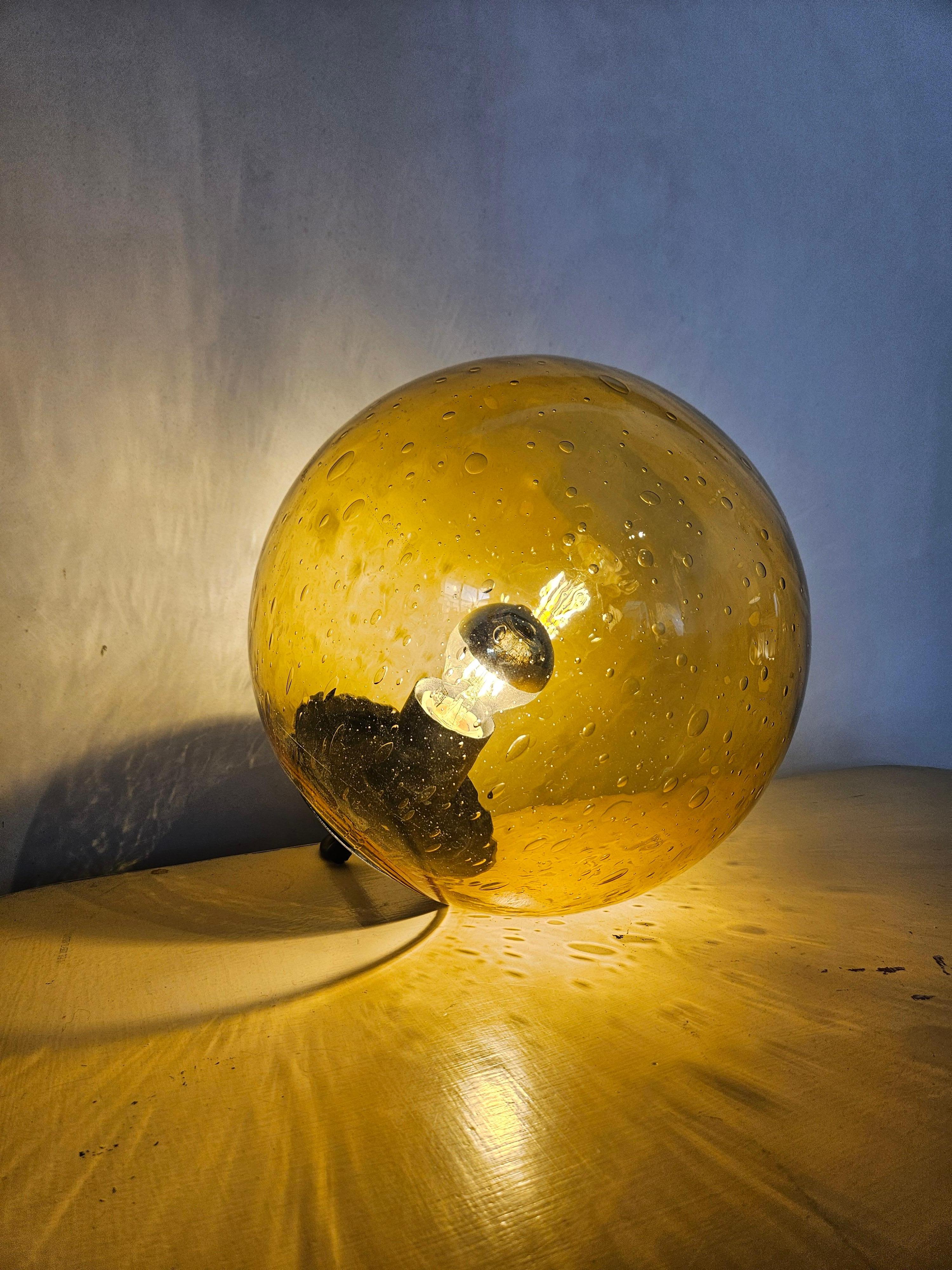 Mid-Century Modern Vintage 1970s Brown Smoke Glass Pendant Lamp – Ø 30 cm For Sale