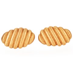 Gemelli da polso ovali e rigati in oro 18 carati vintage anni '70 di Buccellati