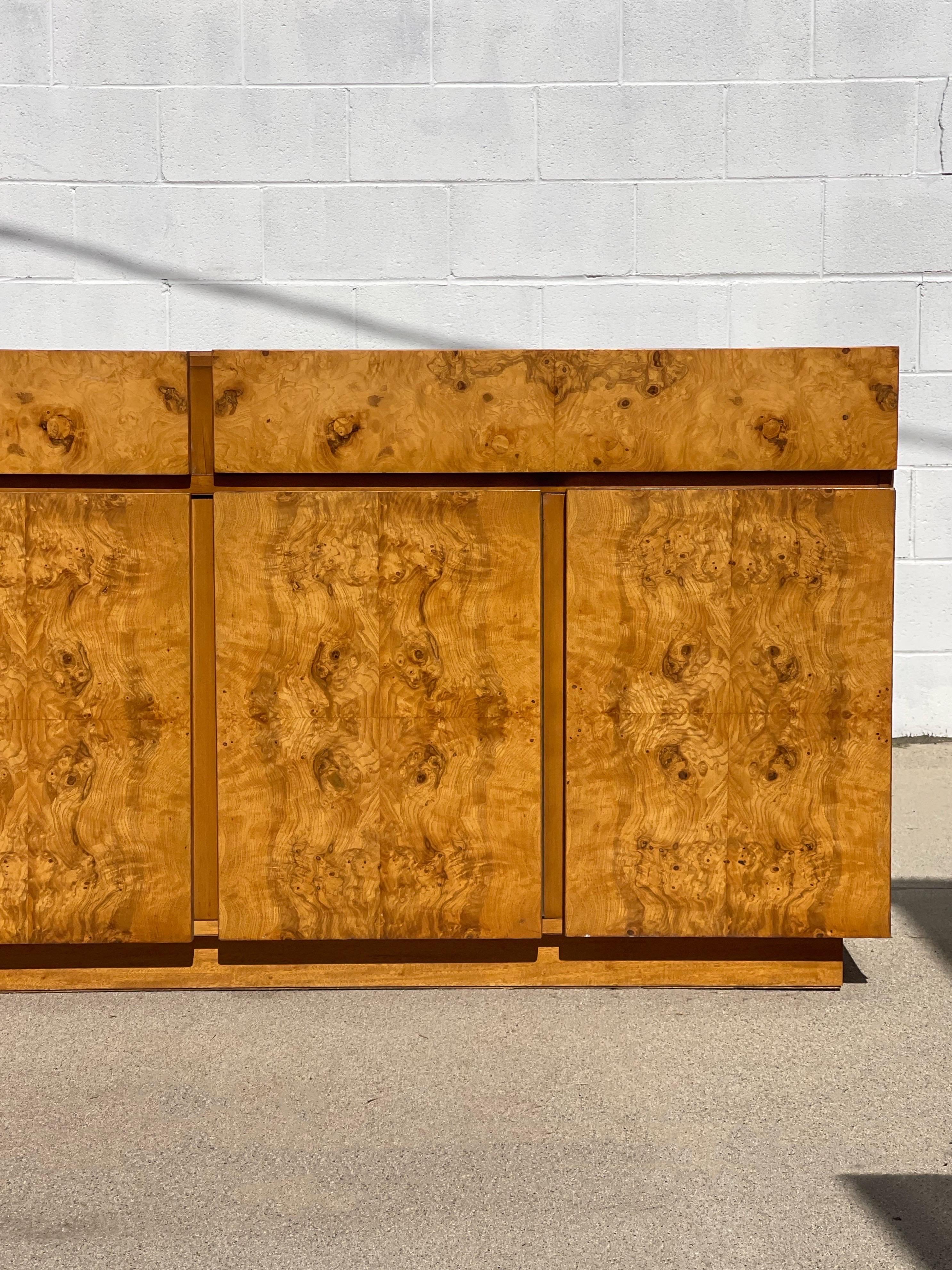 Late 20th Century Vintage 1970s Burl Credenza / Buffet by Lane For Sale