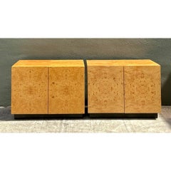 Vintage 1970s Burl Nightstands After Baughman - A Pair