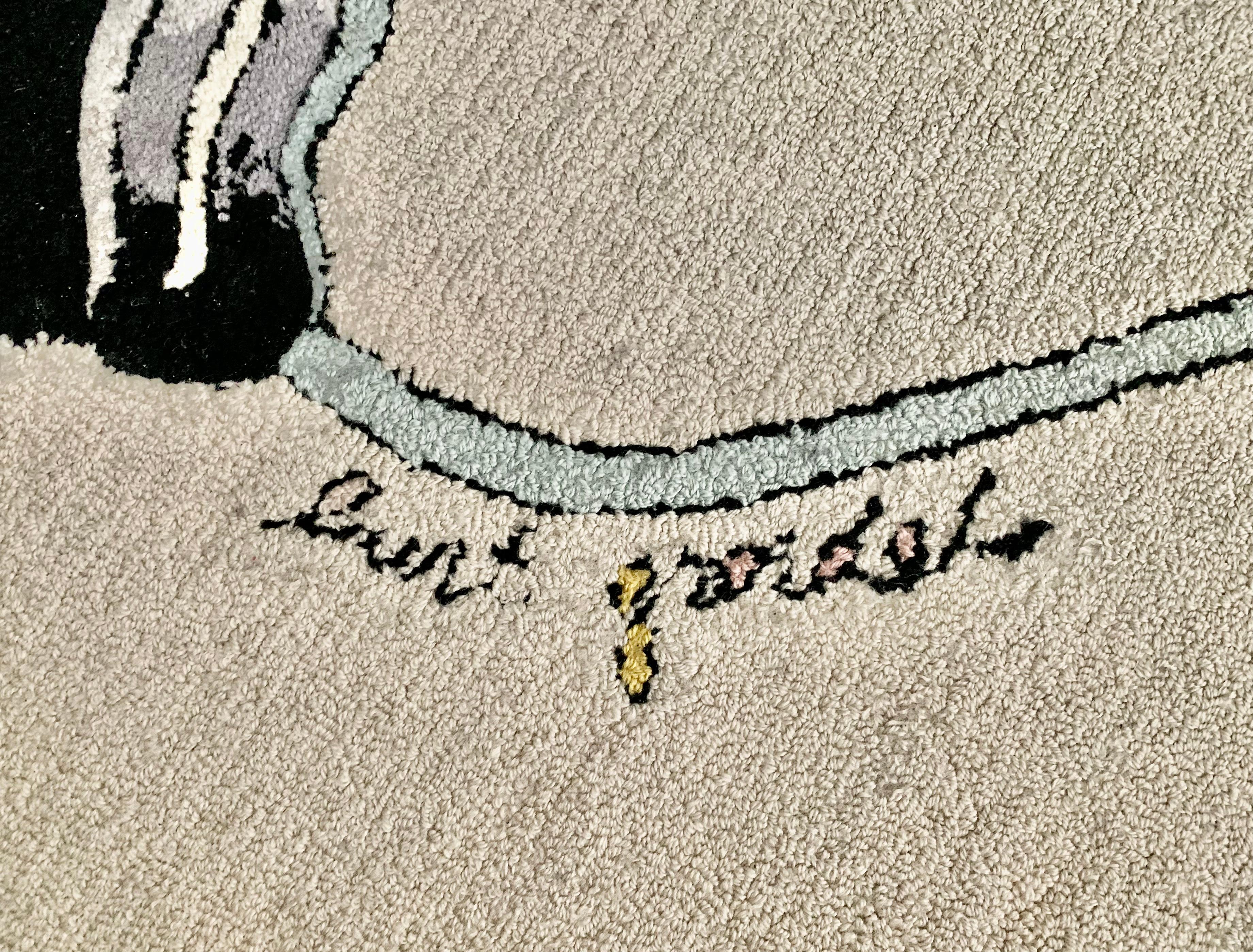 Edward Fields Vintage Wandteppich, gearbeitete Wolle, signiert, Burt Groedel, 1970er Jahre
Pollenaise ist der Titel dieses fabelhaften Kunstwerkes.
oberseite aus 100% Schurwolle, luxuriöser, dicker Skulpturteppich/Gobelin. Der