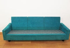 Vintage 1970s Busnelli Three-Seater Sofa - Aqua Green & Patterned Fabric