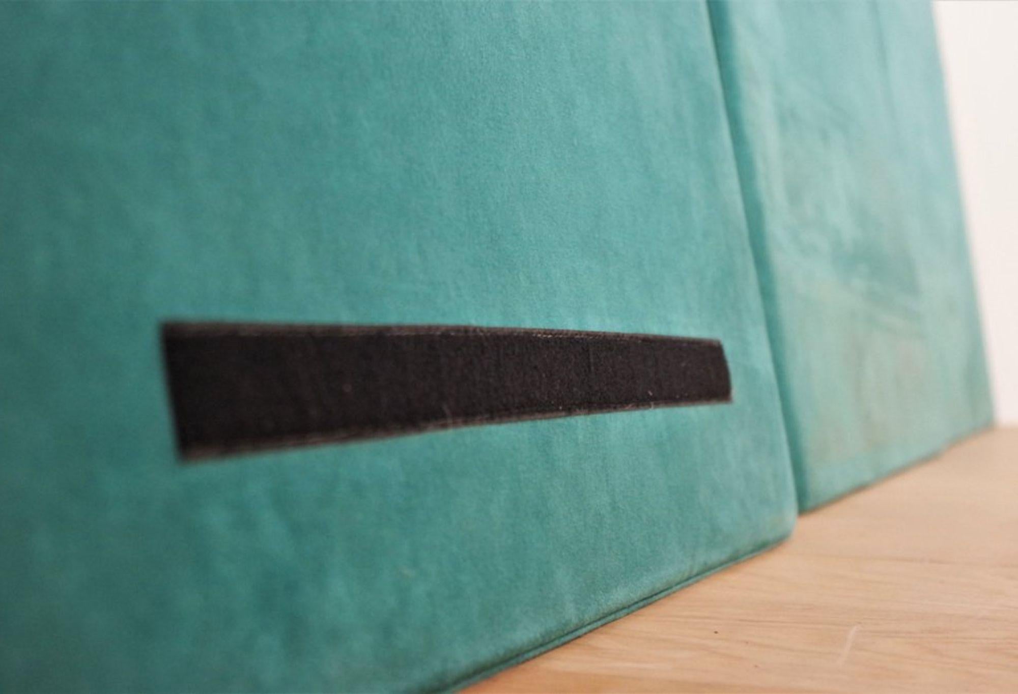 Vintage 1970s Busnelli Sofá de tres plazas - Aqua Green & Patterned Fabric Italian en venta