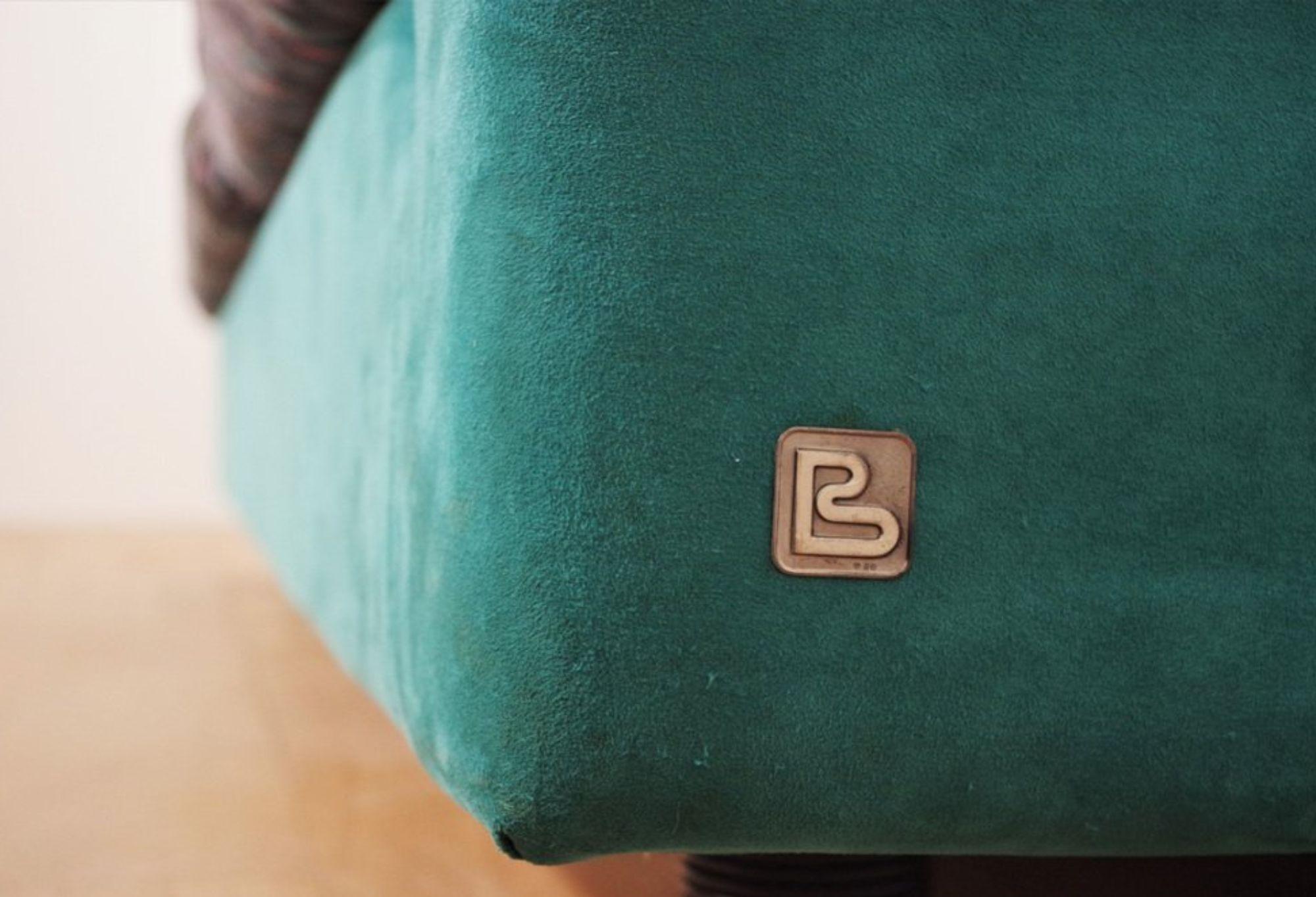 Vintage 1970s Busnelli Sofá de tres plazas - Aqua Green & Patterned Fabric en venta 1
