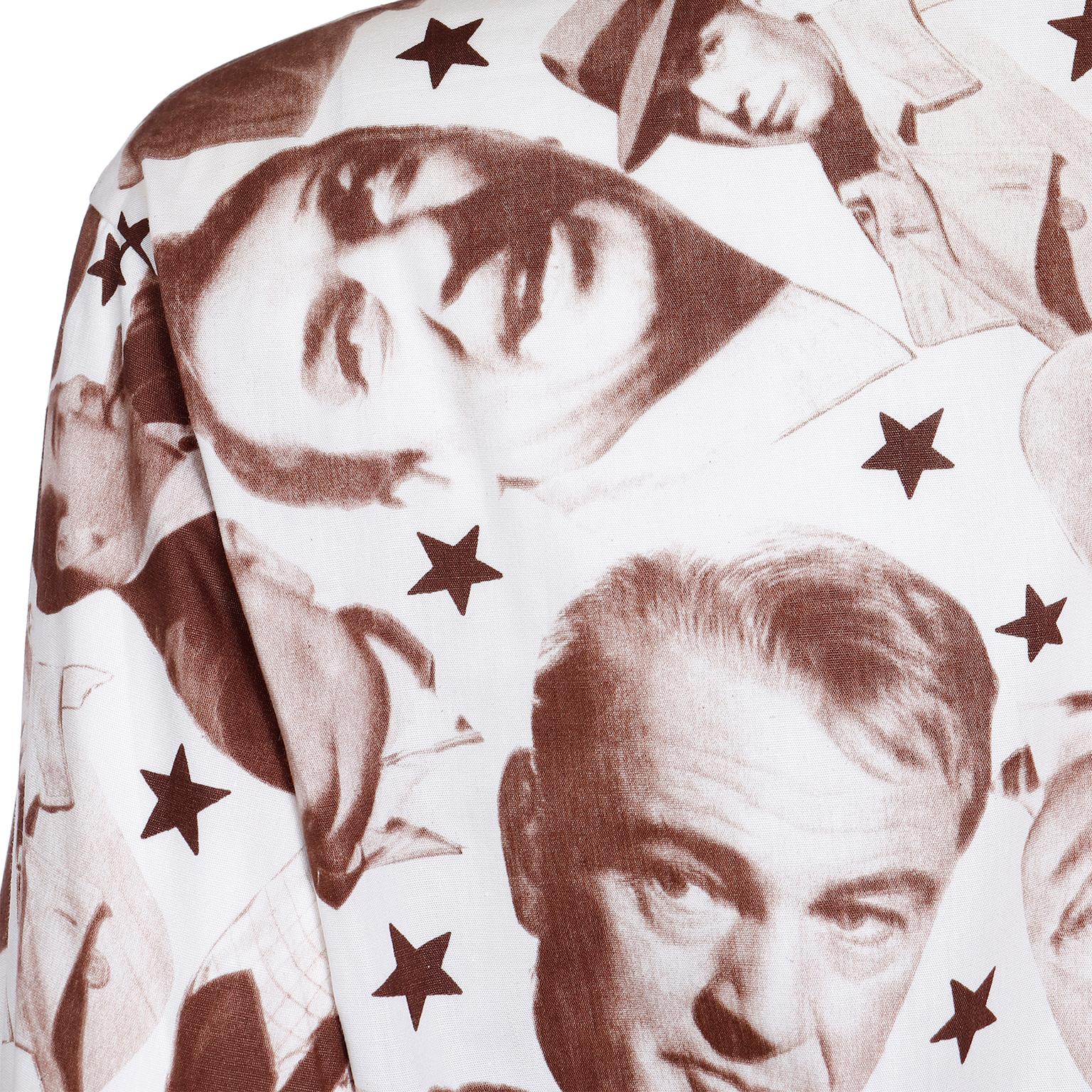 Vintage 1970s Button Front Shirt in a Novelty Hollywood Movie Star Faces Print  8
