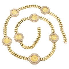 Vintage 1970s Bvlgari Monete 7 Coin Chain Necklace