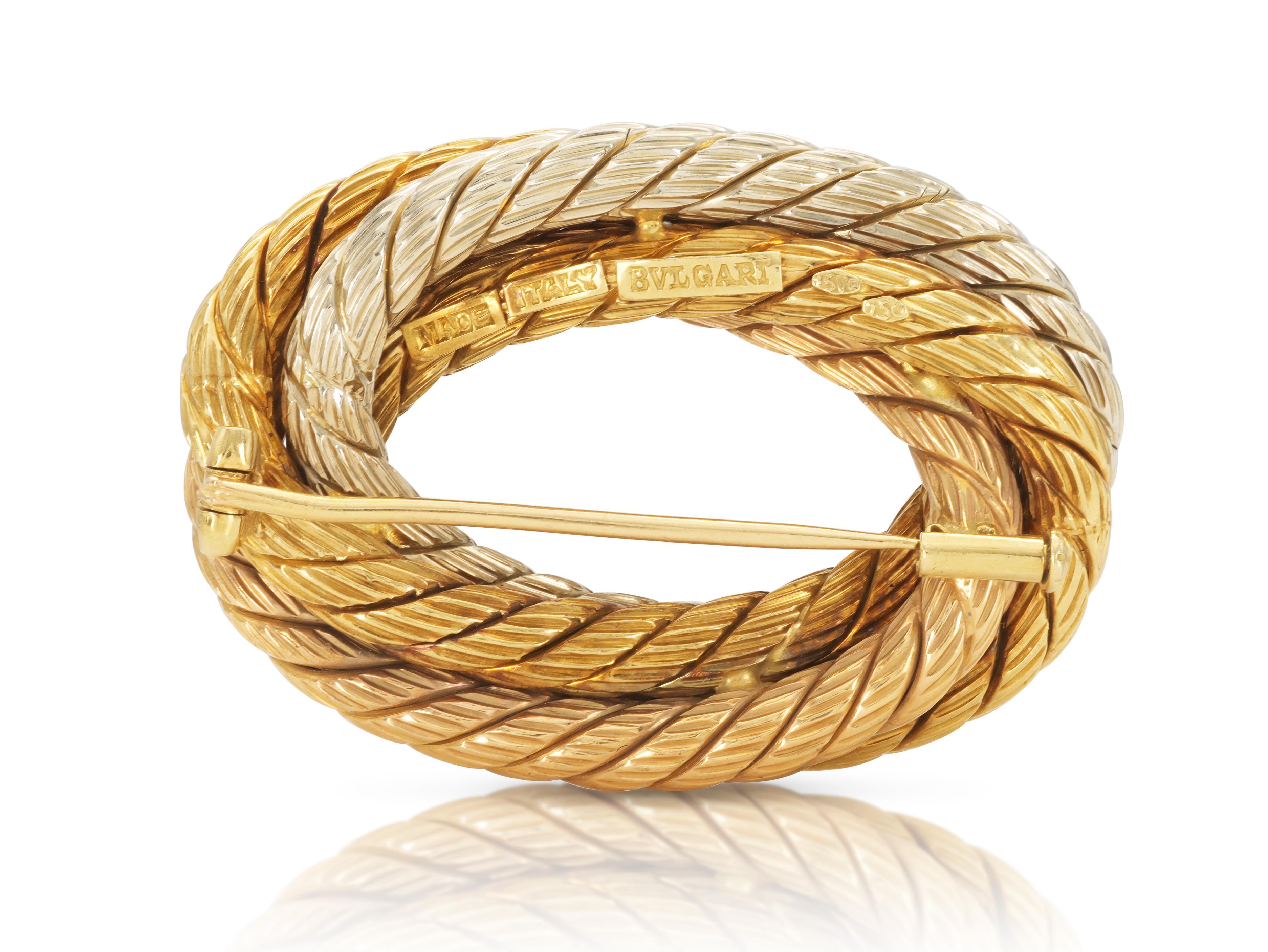 Donna Spilla Bvlgari Tri-Tone Gold Twist d'epoca anni '70 in vendita