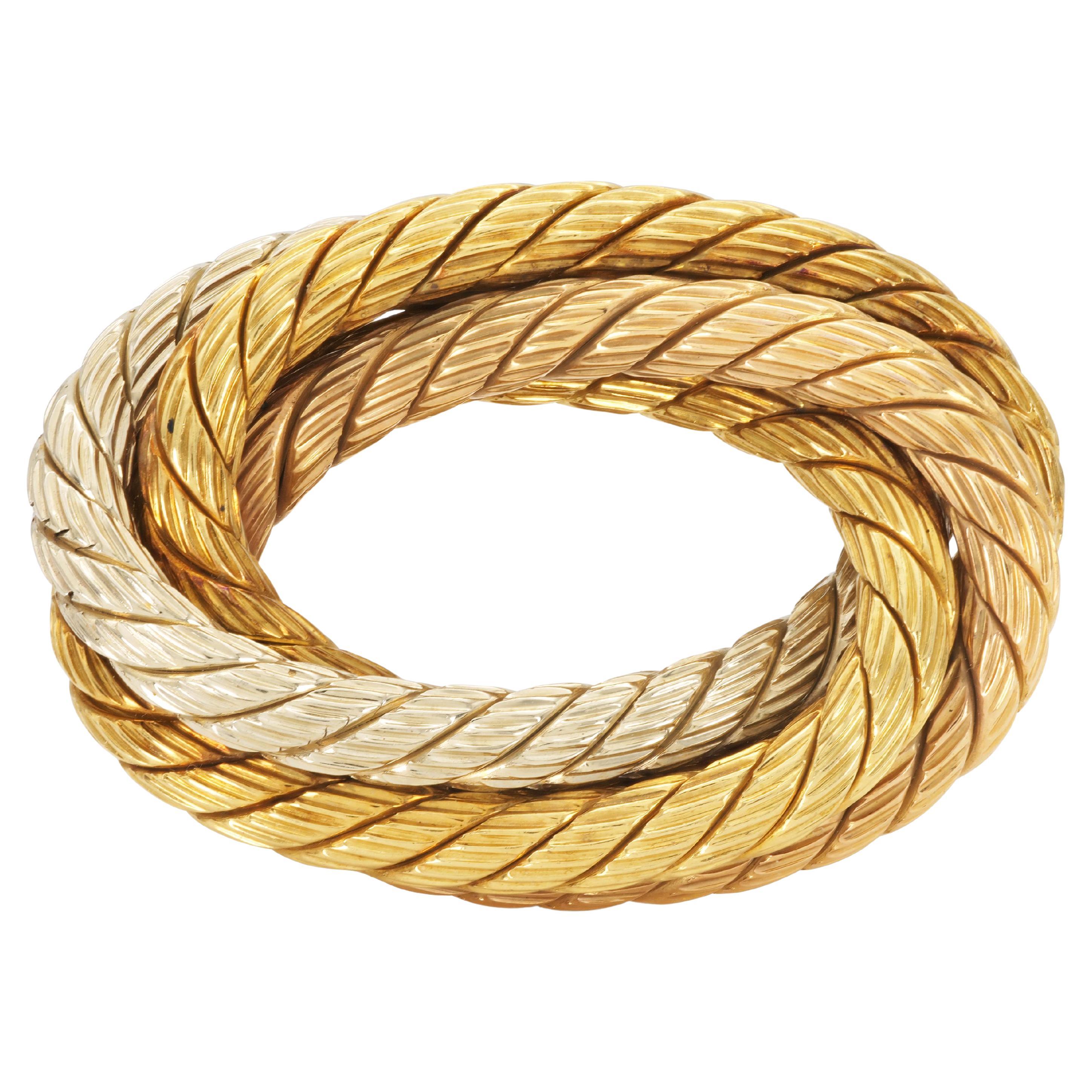 Spilla Bvlgari Tri-Tone Gold Twist d'epoca anni '70