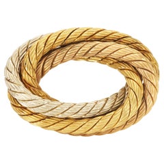 Bvlgari Broche torsadée vintage en or tricolore des années 1970