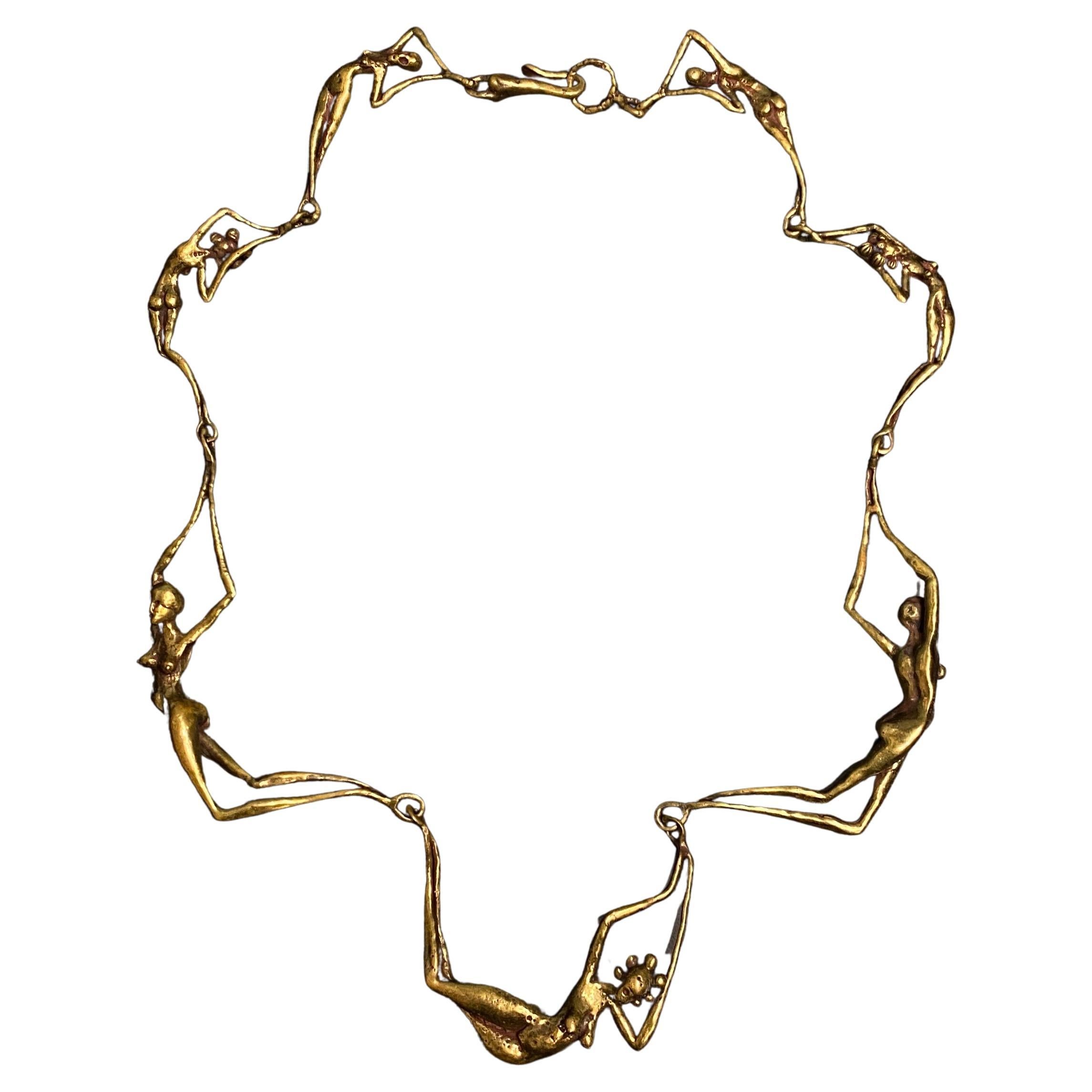 Carl Tasha Modernist Brutalist Nus Collier pendentif vintage des années 1970 en vente