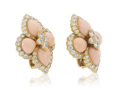 Vintage 1970s Cartier Georges L'Enfant Coral & Diamond Earrings