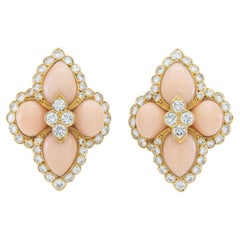 Vintage 1970s Cartier George L'Enfant Coral & Diamond Earrings