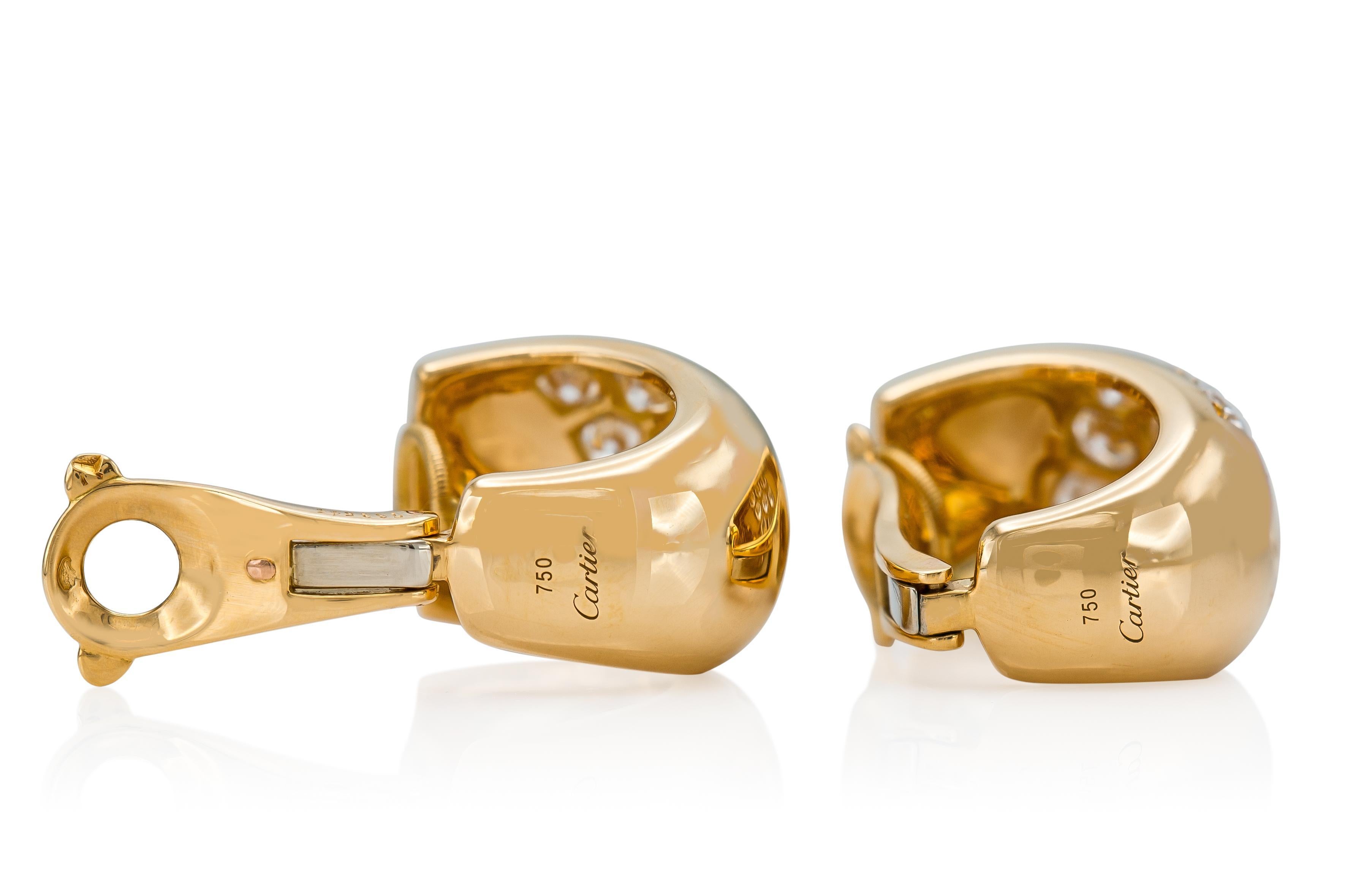 Pendientes Huggie vintage Cartier de oro y diamantes de 6,00 quilates de los años 70 en Bueno estado para la venta en New York, NY