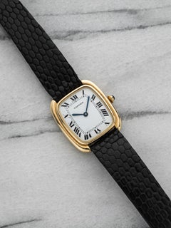 Vintage 1970s Cartier Gondole 18K YG 1701 Auto White "Paris" Dial 27mm