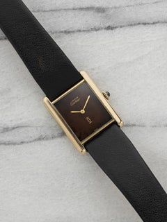 Vintage 1970s Cartier Must Tank Vermeil Brown Tortoise Dial Manual 23mm