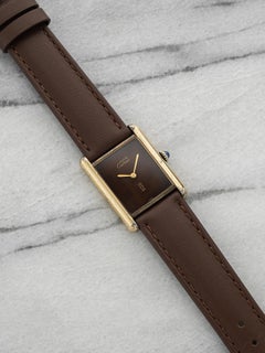 Vintage 1970s Cartier Must Tank Vermeil Brown Tortoise Dial Manual 23mm