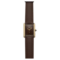 Vintage 1970s Cartier Must Tank Vermeil Brown Tortoise Dial Manual 23mm
