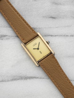 Vintage 1970s Cartier Tank Must Vermeil Lemon Dial Manual 23mm