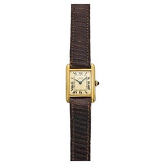 Vintage 1970s Cartier Tank Must Vermeil Roman Lemon Dial Manual