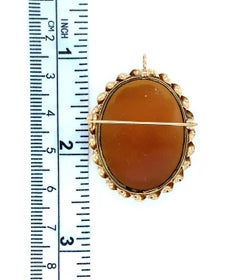 Vintage 1970s Carved Shell Cameo 14K Yellow Gold Pin/Pendant