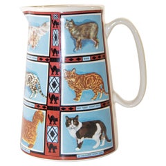 Vintage 1970s Ceramic Pitcher, Derbyshire England with Cat Breeds Pictures