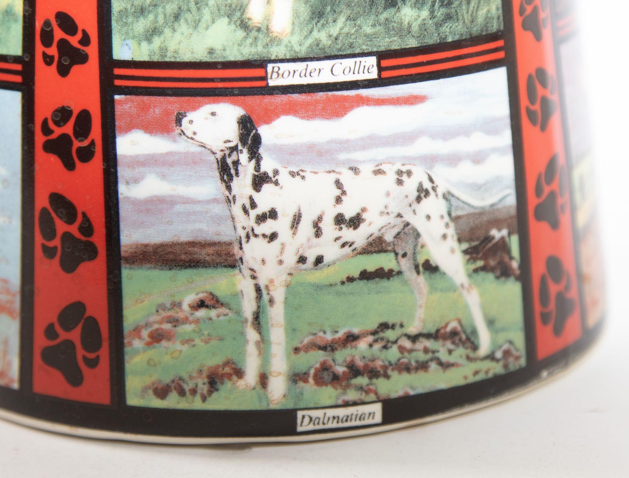Vintage 1970s Ceramic Pitcher, Derbyshire England with Dog Breeds Pictures For Sale 4