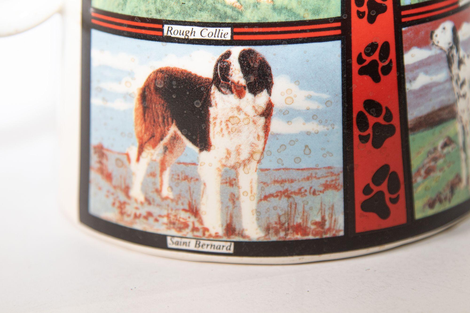 Vintage 1970s Ceramic Pitcher, Derbyshire England with Dog Breeds Pictures For Sale 6