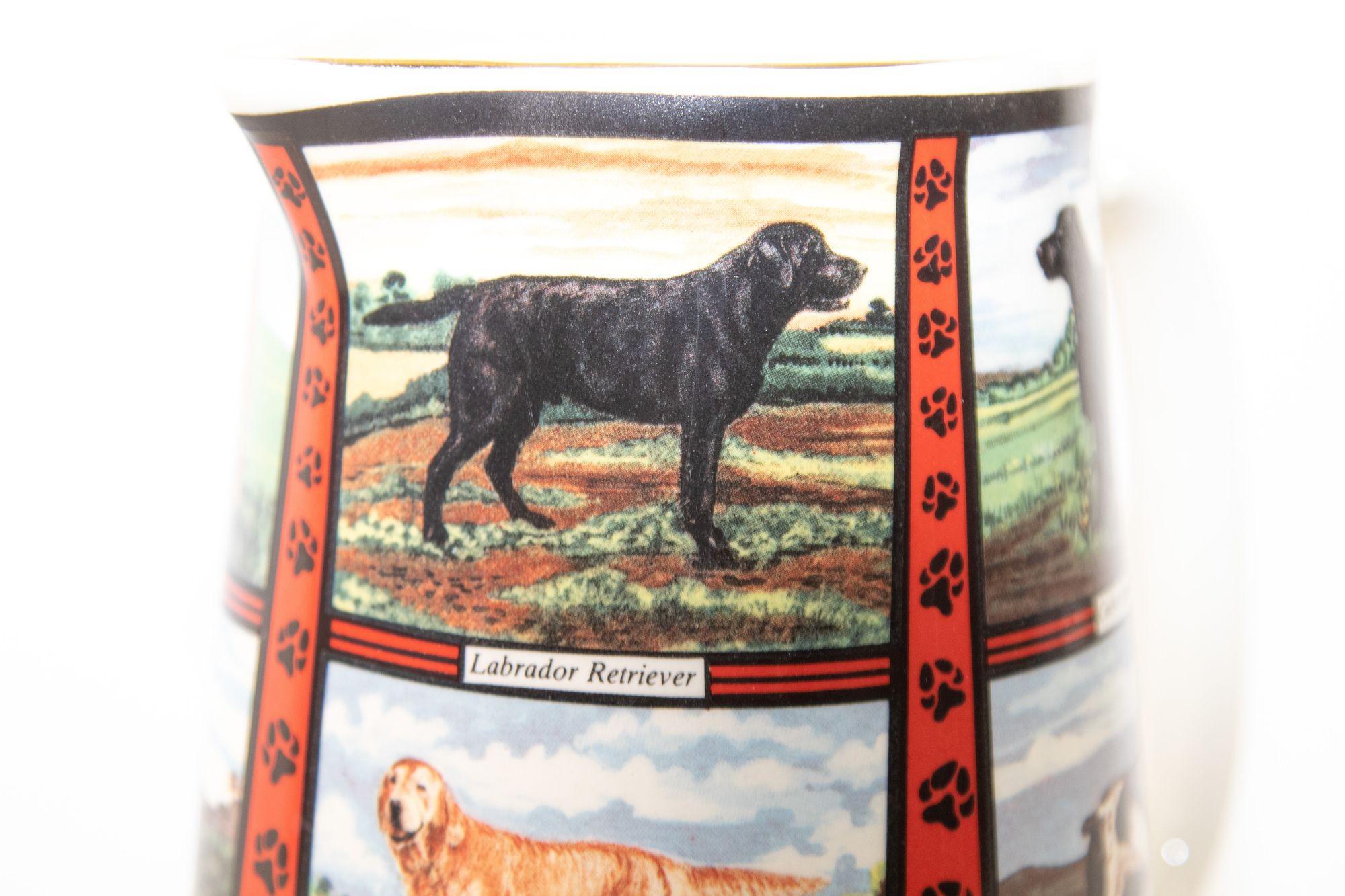 Vintage 1970s Ceramic Pitcher, Derbyshire England with Dog Breeds Pictures For Sale 8