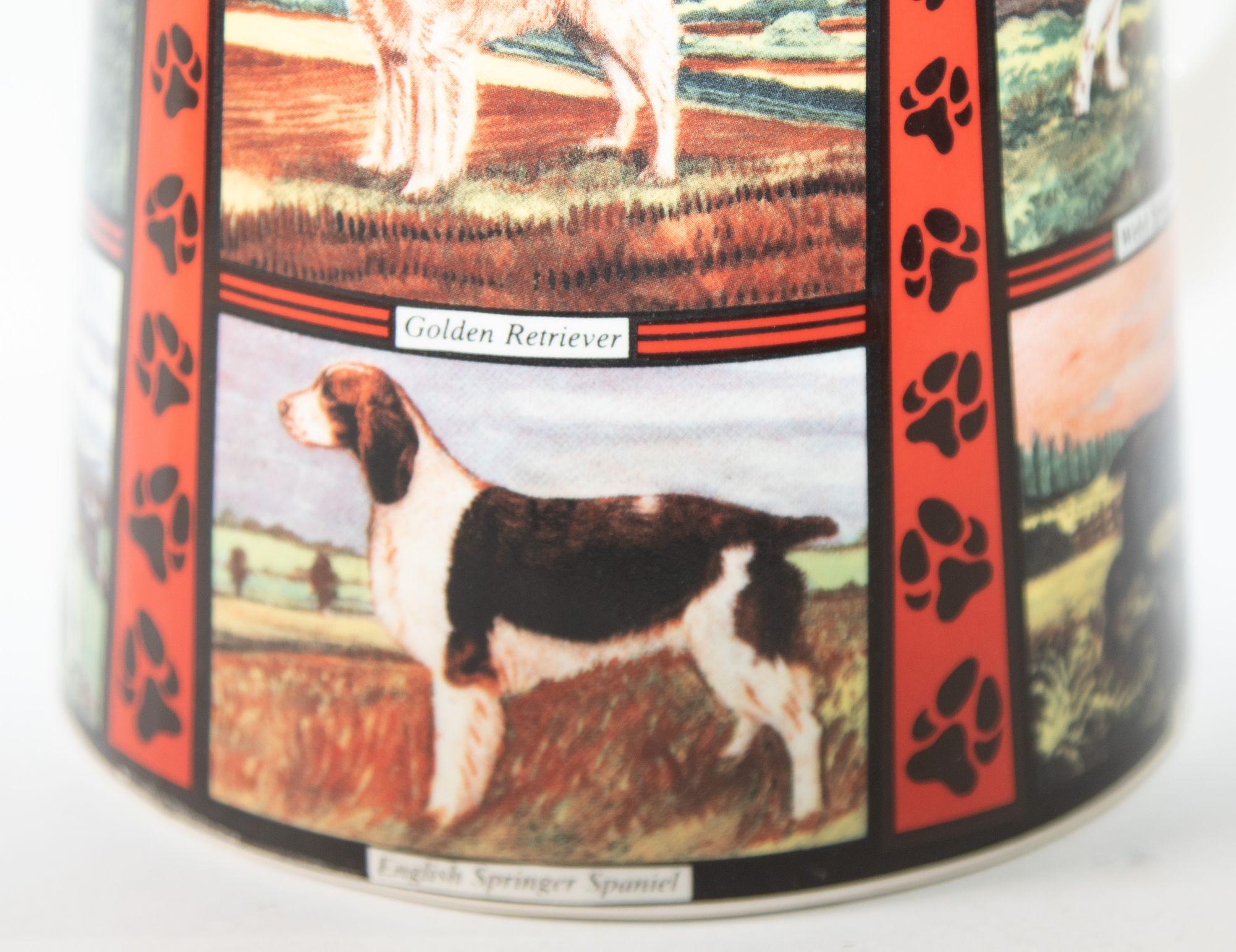 Vintage 1970s Ceramic Pitcher, Derbyshire England with Dog Breeds Pictures For Sale 10