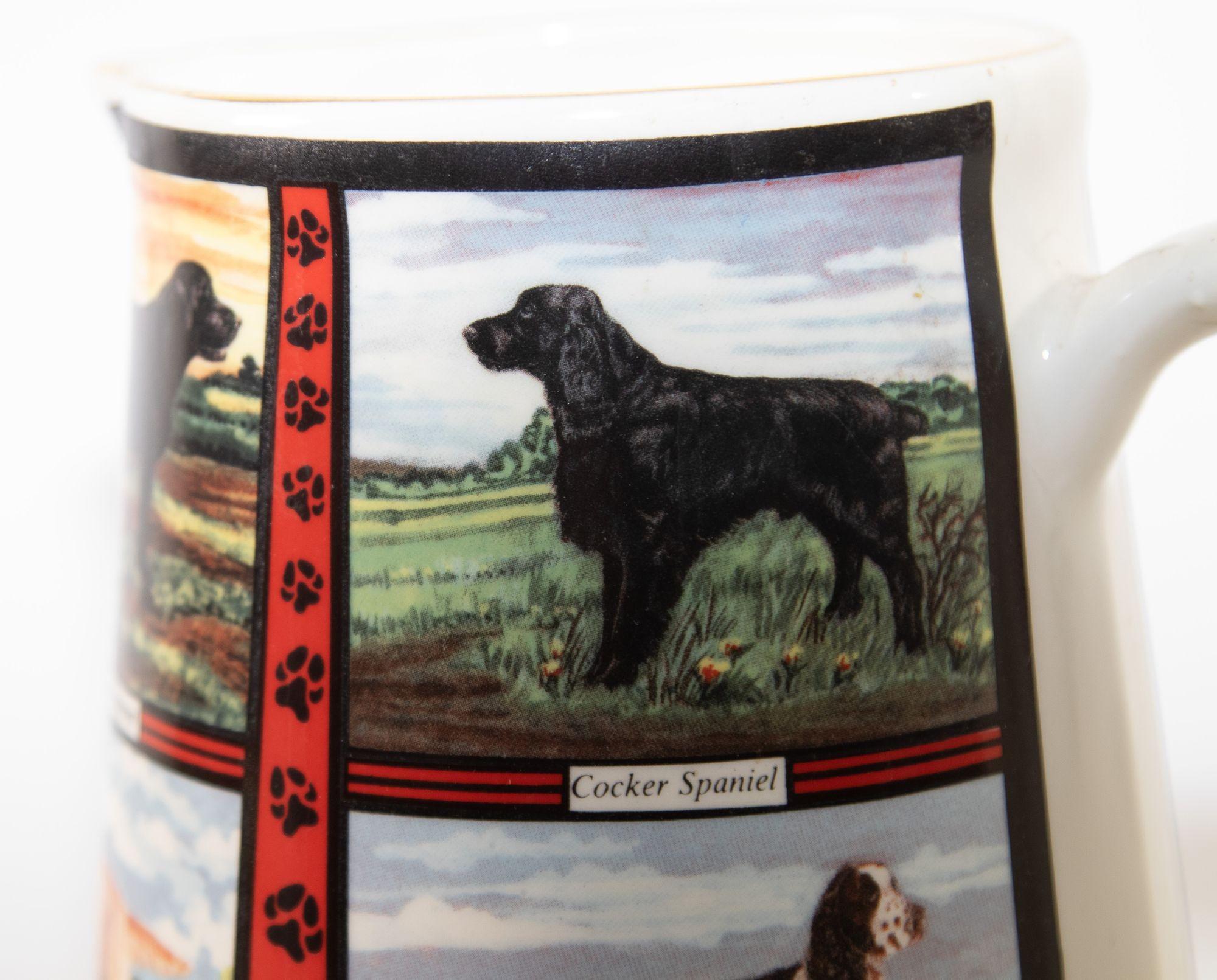 Vintage 1970s Ceramic Pitcher, Derbyshire England with Dog Breeds Pictures For Sale 11