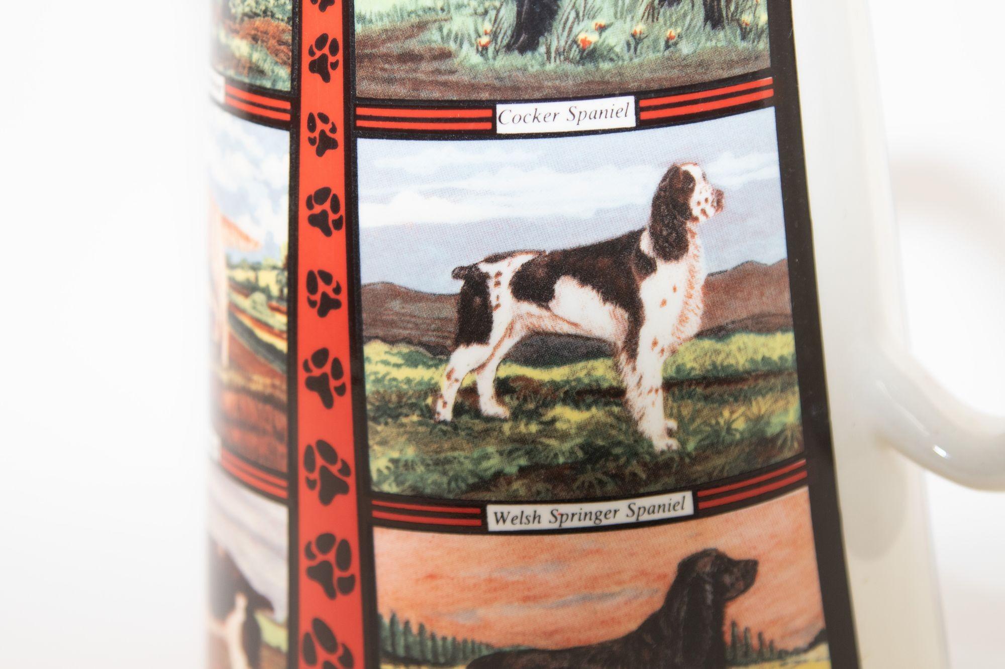 Vintage 1970s Ceramic Pitcher, Derbyshire England with Dog Breeds Pictures For Sale 12