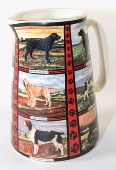 Vintage 1970s Ceramic Pitcher, Derbyshire England with Dog Breeds Pictures
