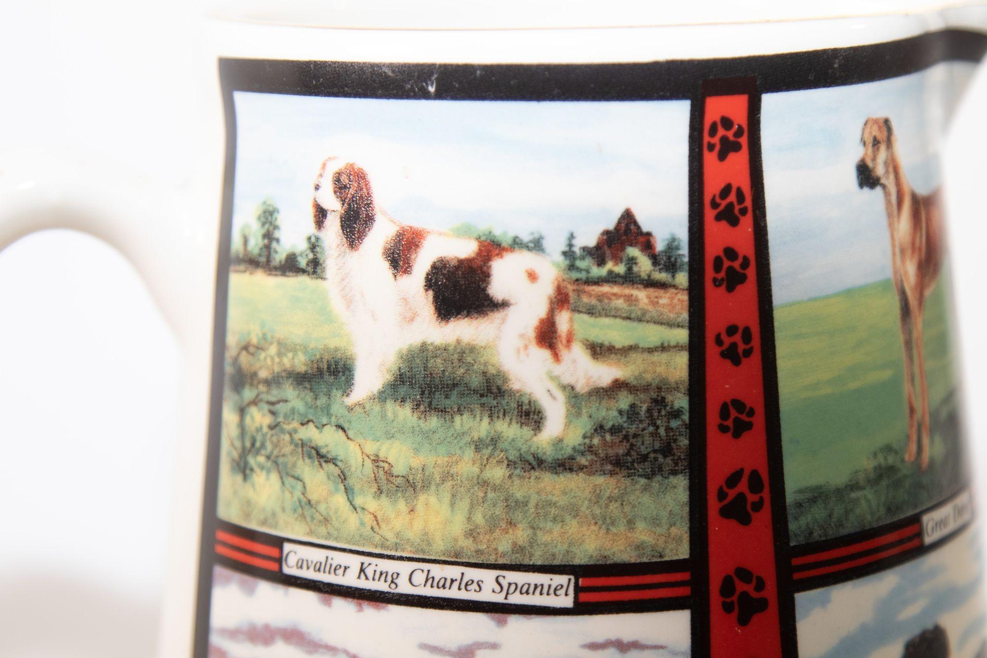 Vintage 1970s Ceramic Pitcher, Derbyshire England with Dog Breeds Pictures For Sale 1