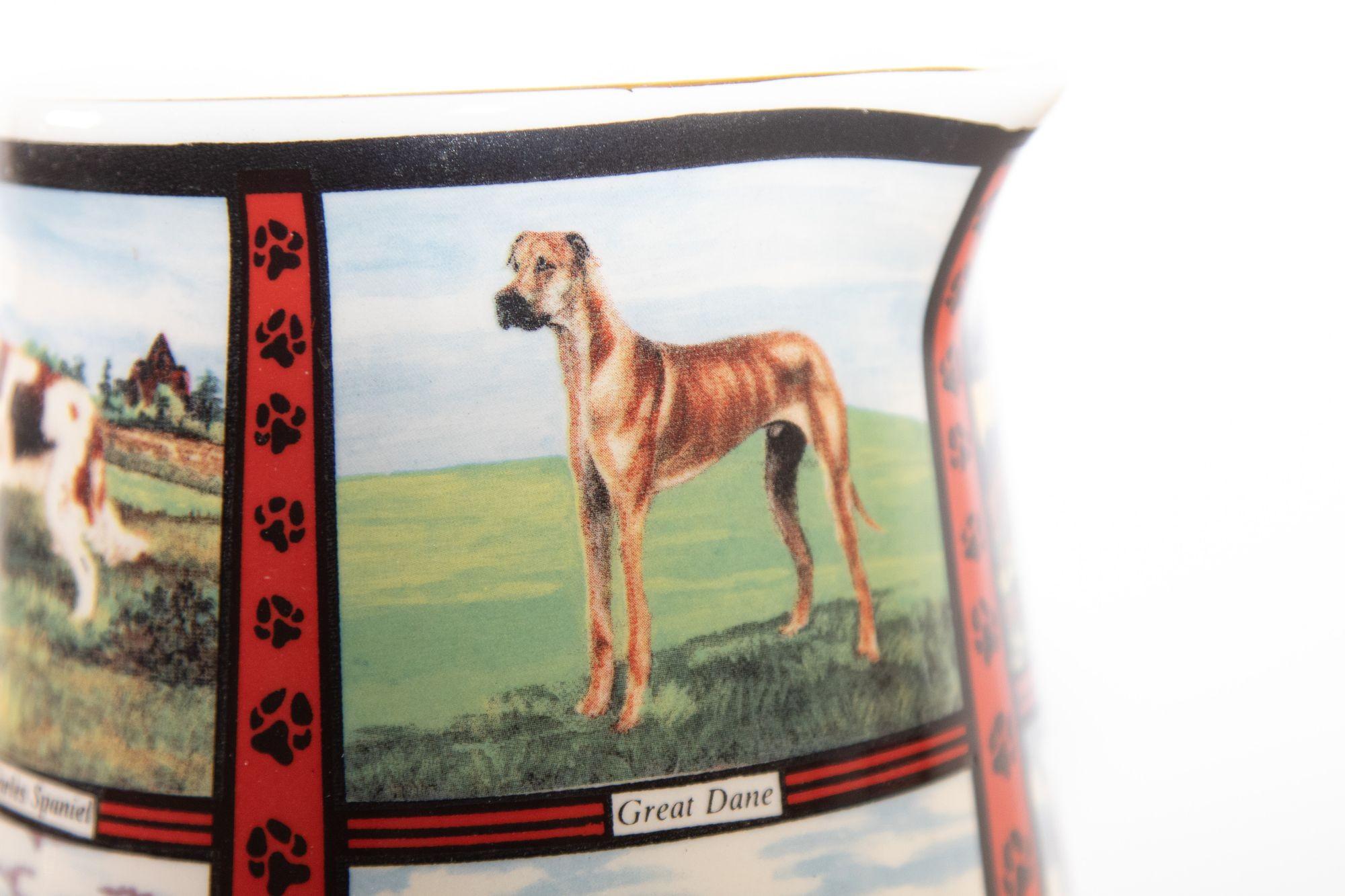 Vintage 1970s Ceramic Pitcher, Derbyshire England with Dog Breeds Pictures For Sale 2