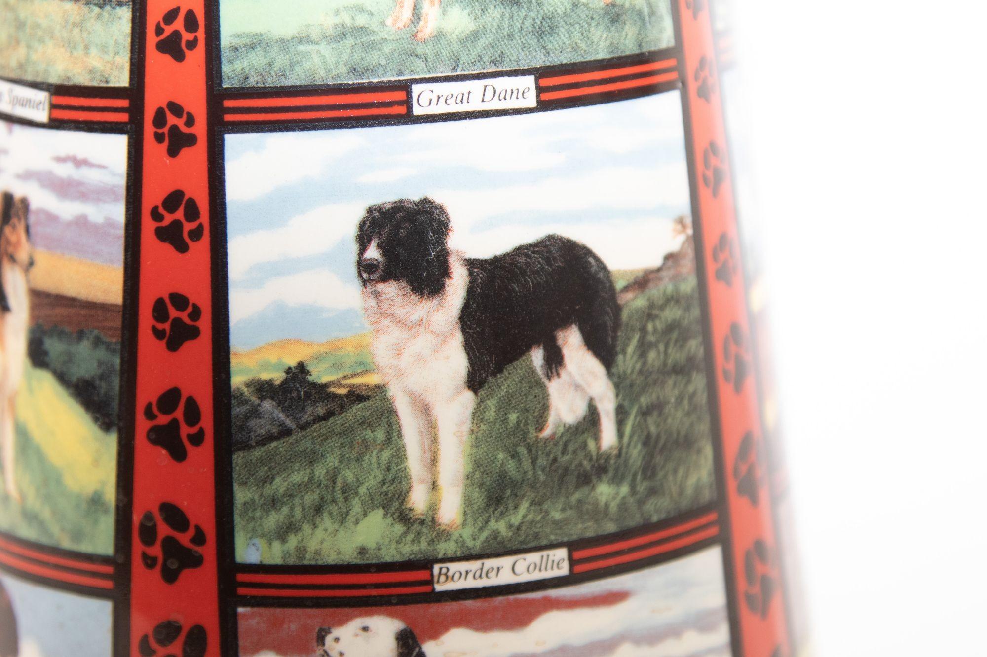 Vintage 1970s Ceramic Pitcher, Derbyshire England with Dog Breeds Pictures For Sale 3