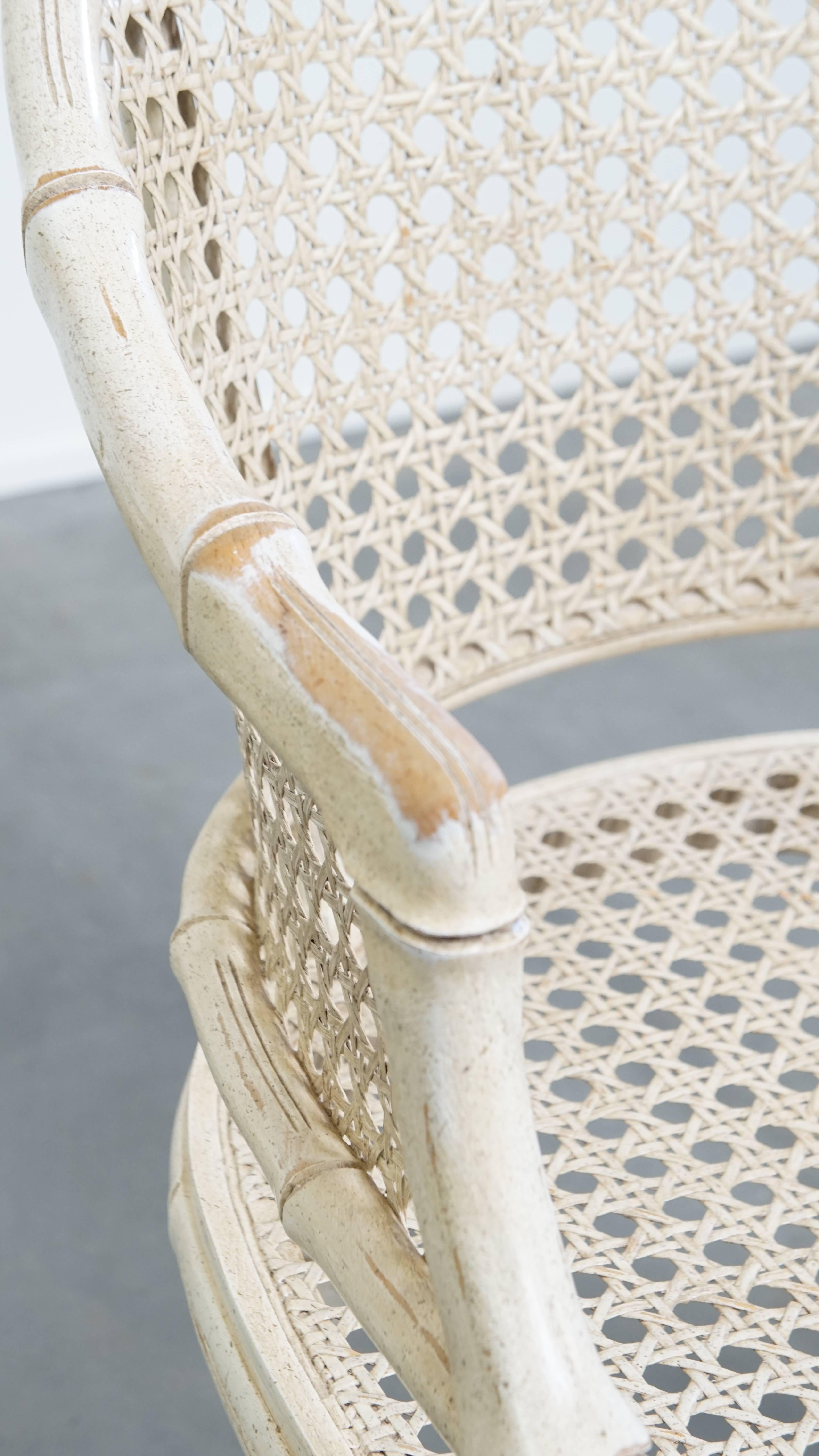 Chaise vintage des années 1970 en rotin et bambou en vente 3