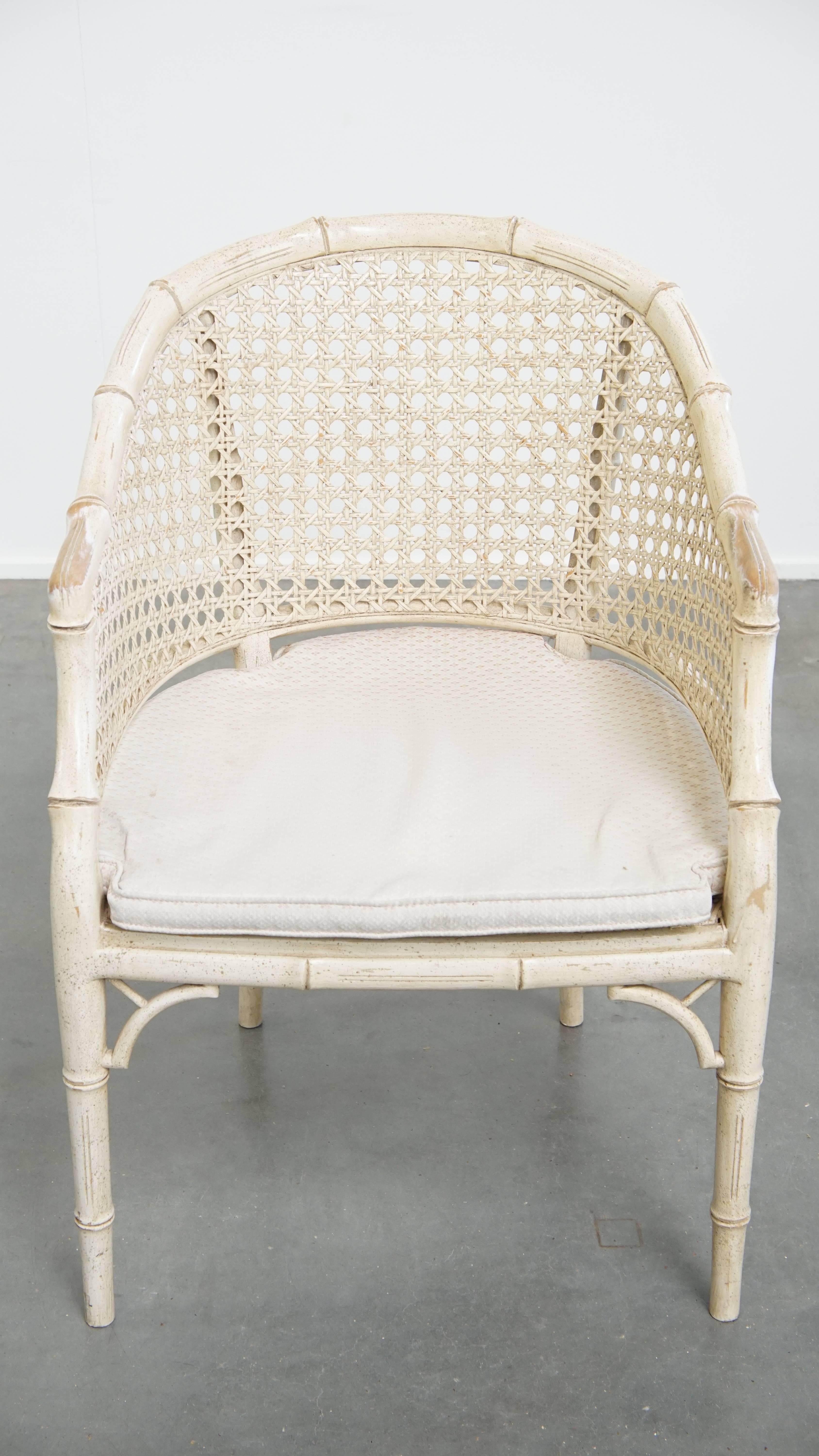 Chaise vintage des années 1970 en rotin et bambou en vente 8