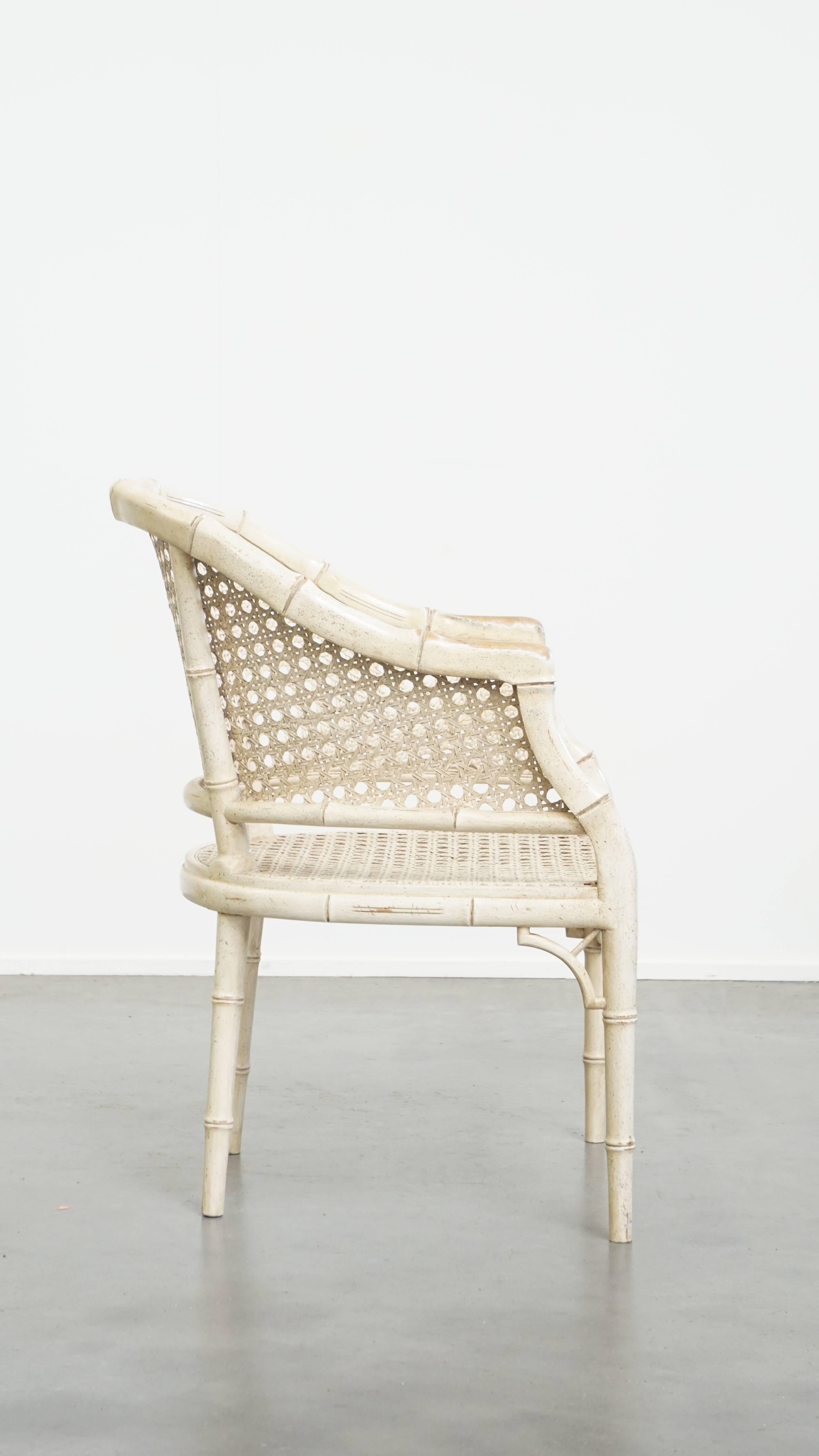 Romain classique Chaise vintage des années 1970 en rotin et bambou en vente