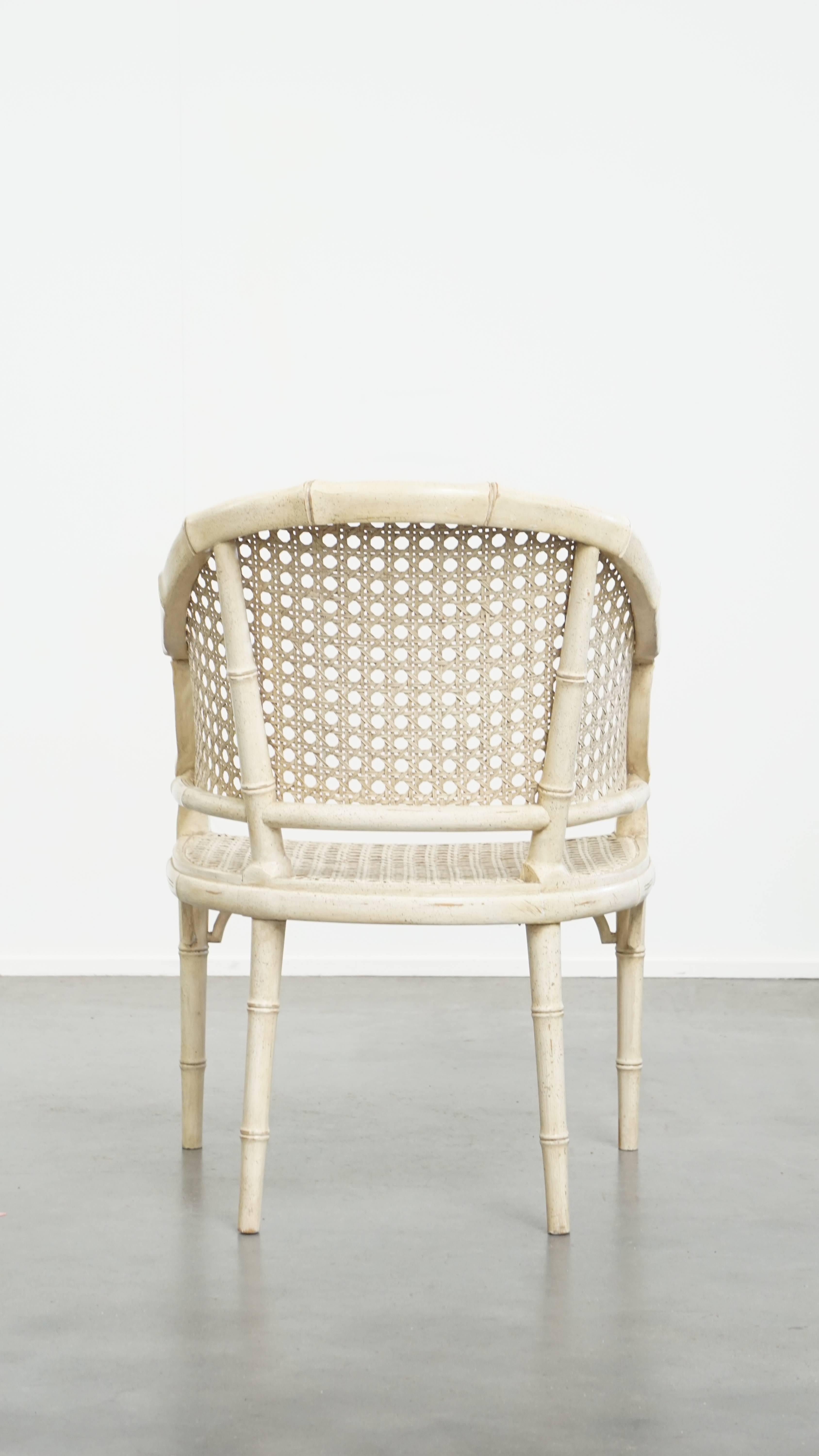 Fait main Chaise vintage des années 1970 en rotin et bambou en vente