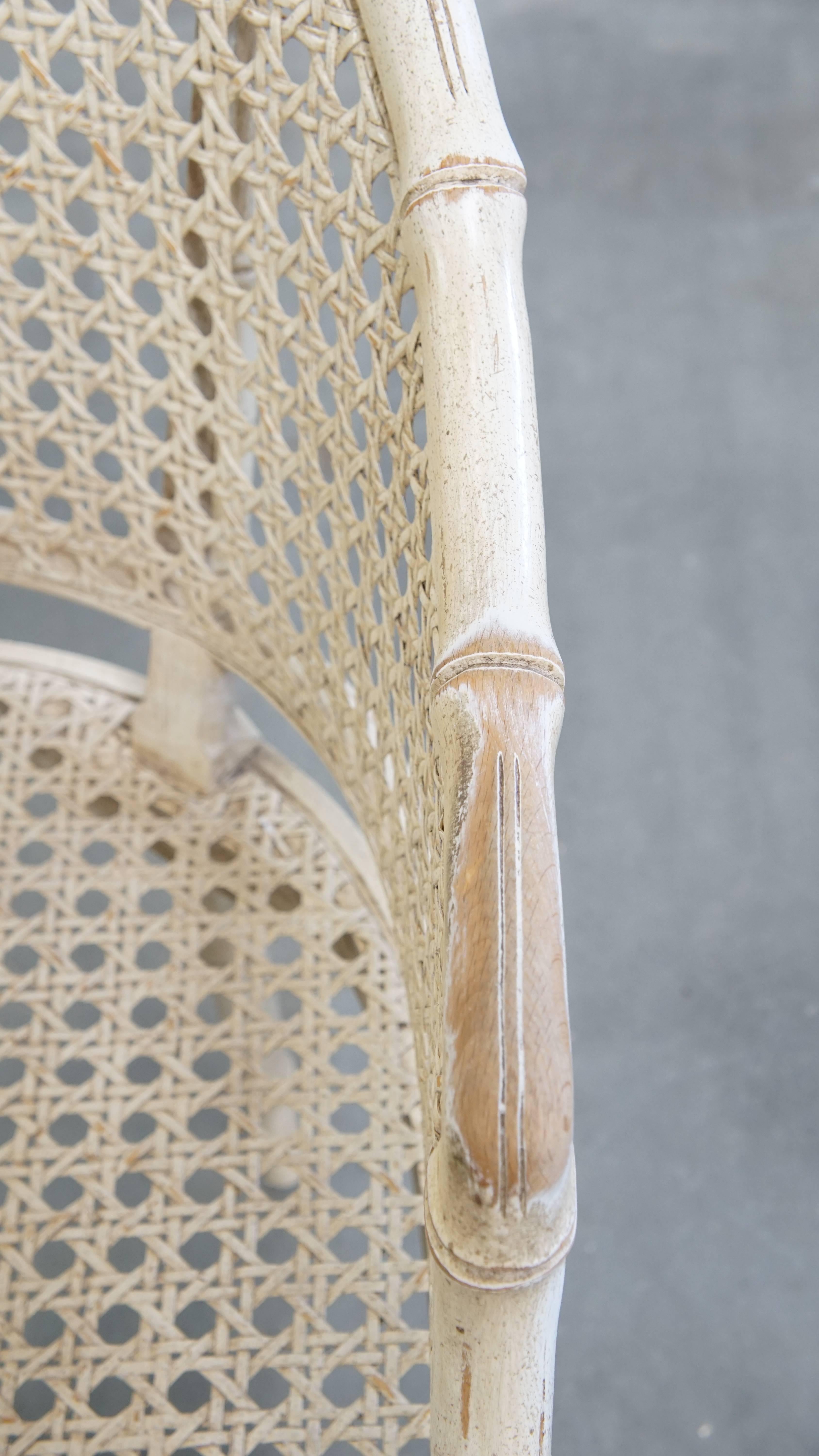 Chaise vintage des années 1970 en rotin et bambou en vente 1
