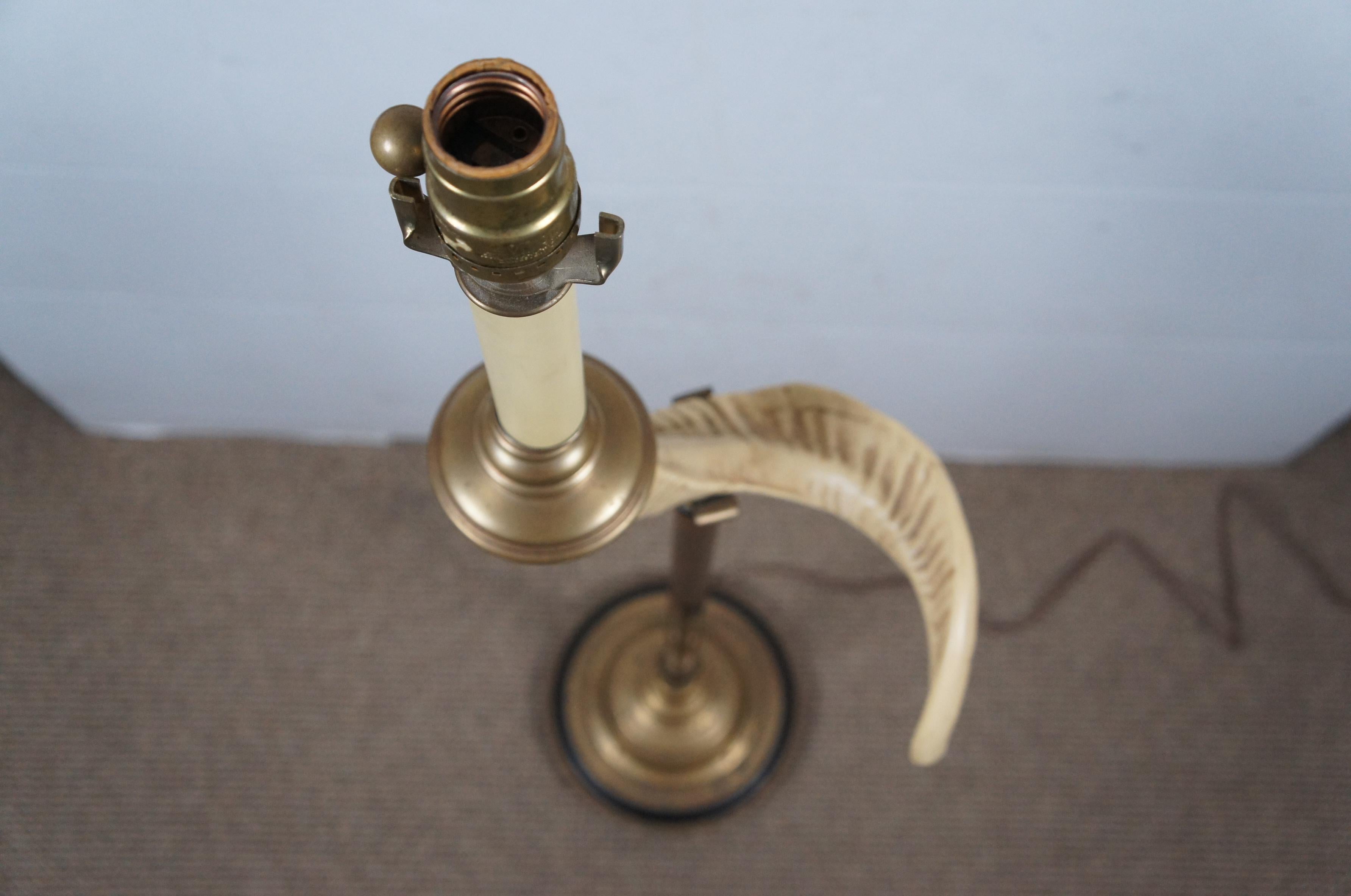 Vintage 1970s Chapman Brass Faux Rams Horn Library Reading Floor Lamp 51