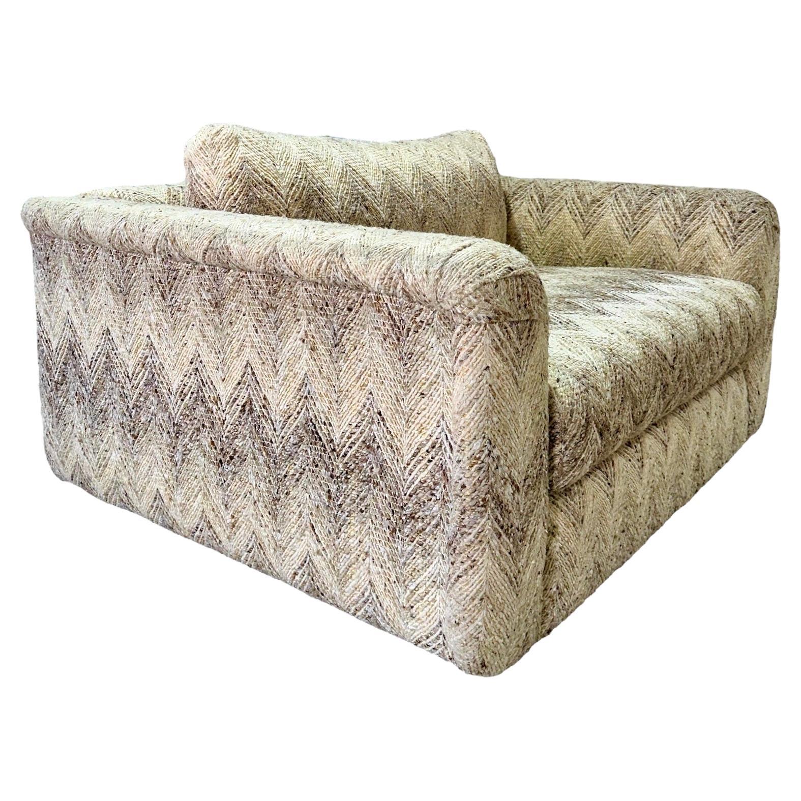 Silla y media sobredimensionada de punto Chevron vintage de los años 70