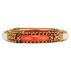 Vintage 1970er Jahre Chic  Koralle 18K Gold Armreif Armband