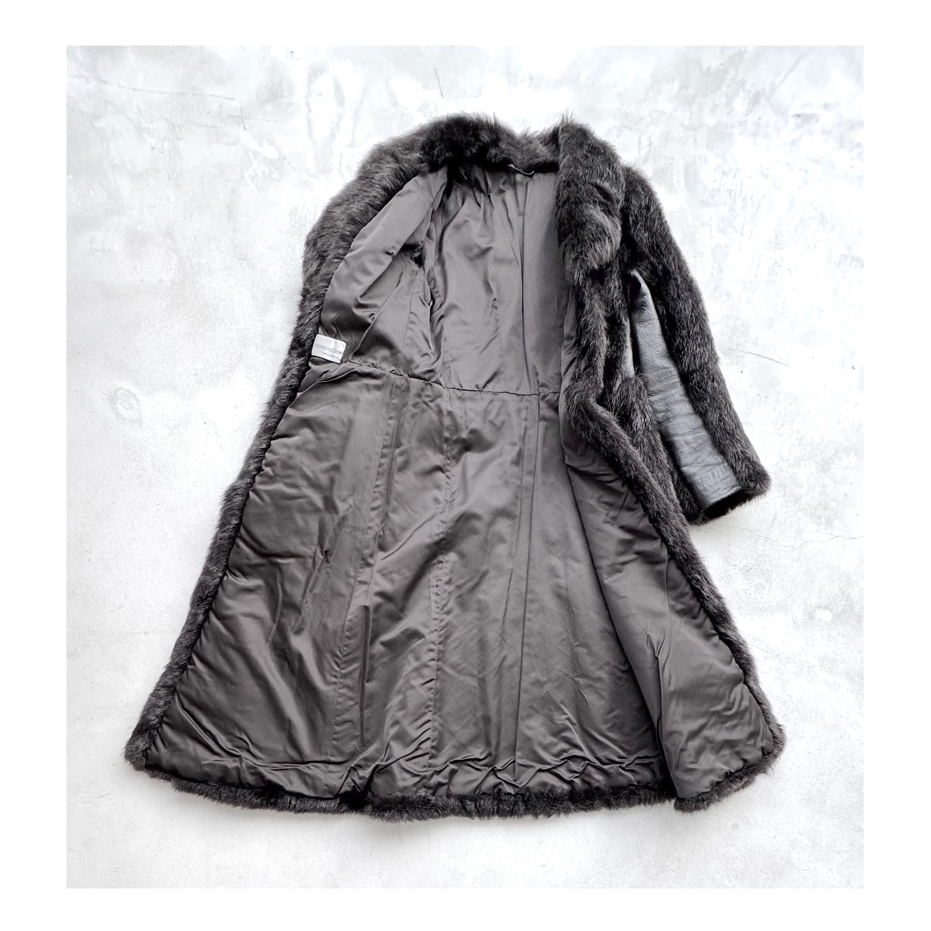 Vintage 1970s Chocolate Brown Belted Coat with Leather & Mesh Buckle Detail For Sale 6