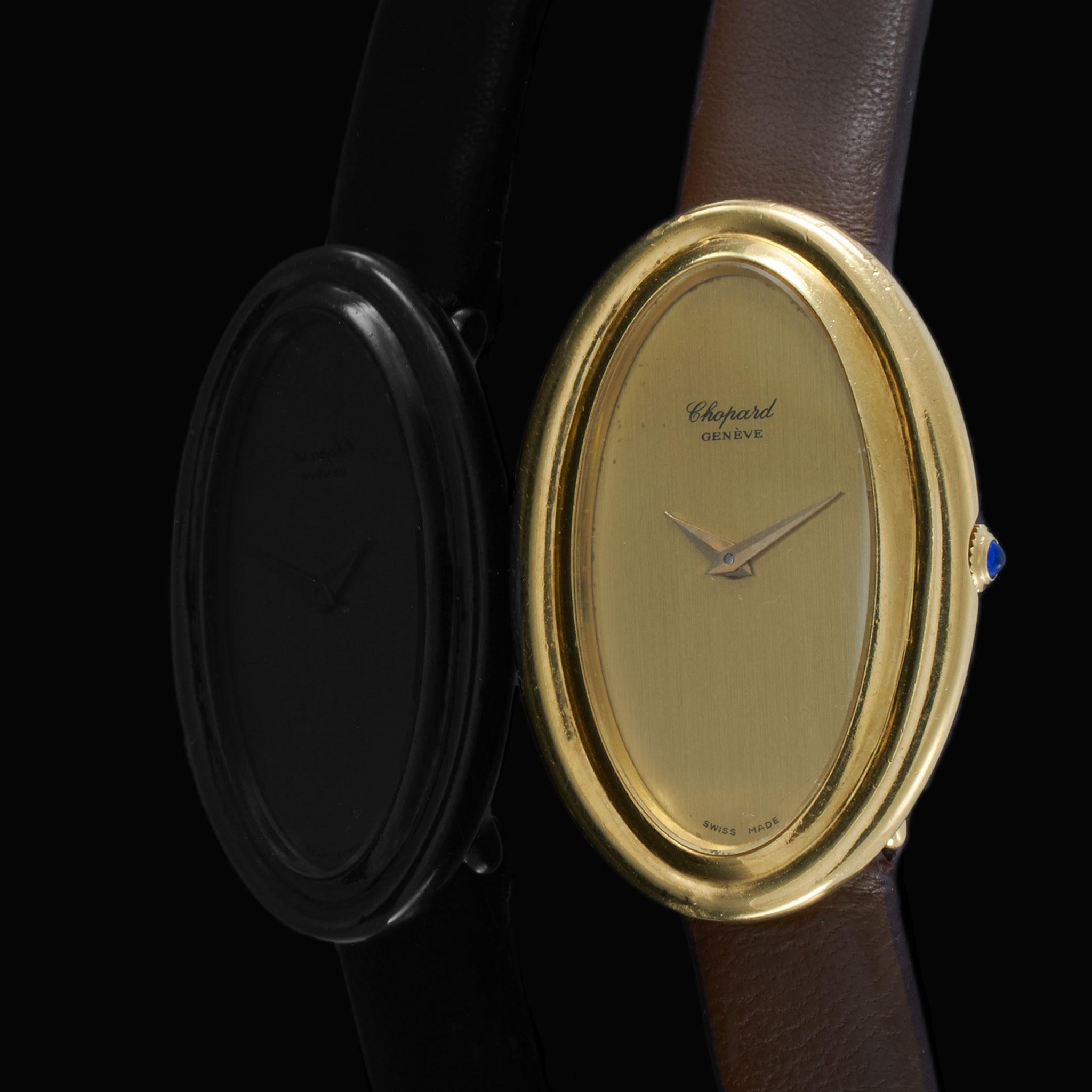 Vintage 1970's Chopard Ref. 5047-1 Gold Oval Dress Watch - Quarz im Zustand „Gut“ im Angebot in New York, NY