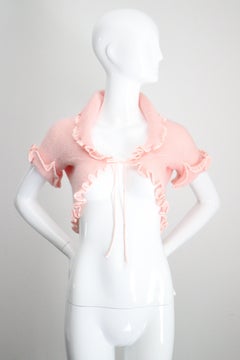 Vintage 1970s Christian Dior Knitted Bolero Shrug Bed Jacket UK 8-10 US 4-6