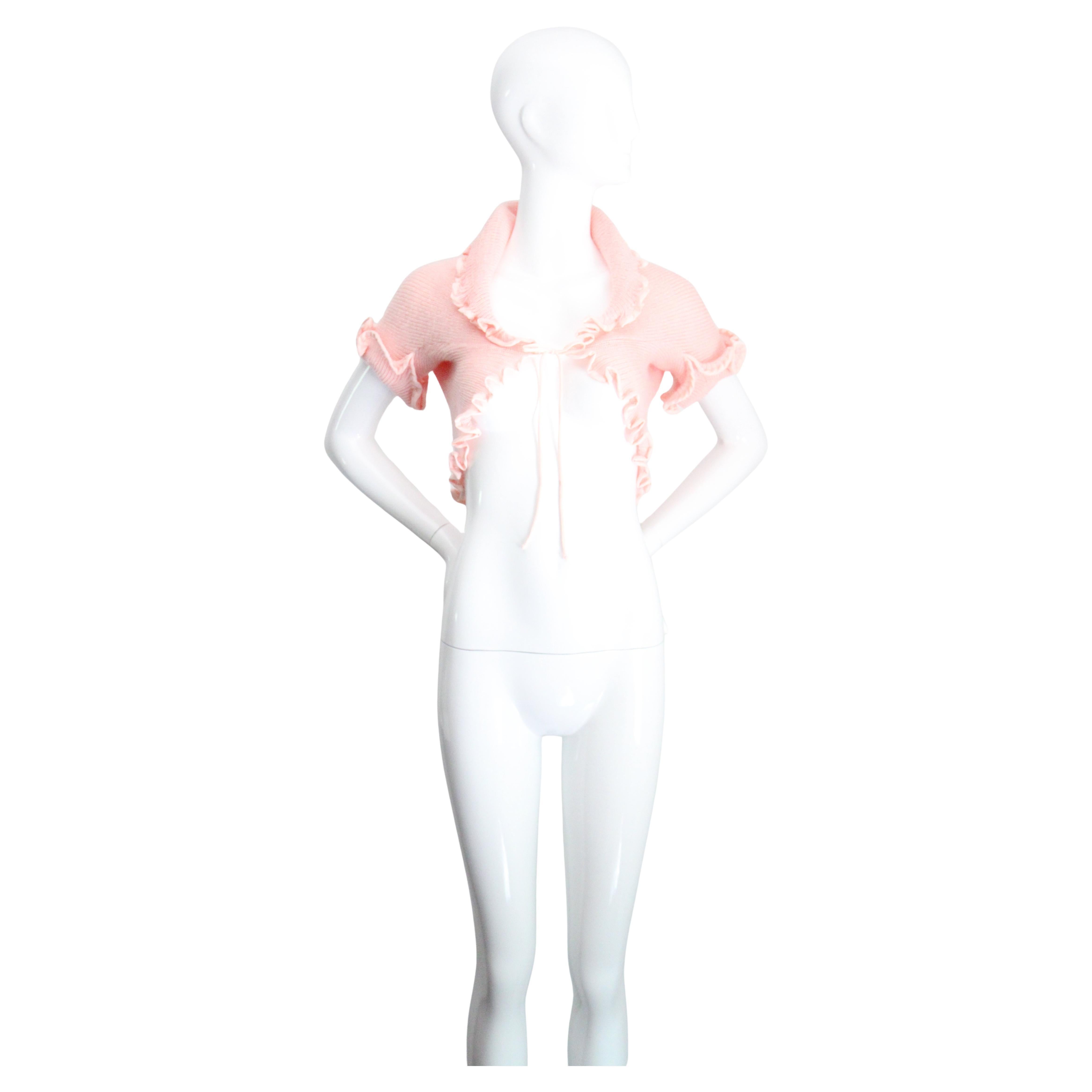 Vintage 1970s Christian Dior Knitted Bolero Shrug Bed Jacket UK 8-10 US 4-6